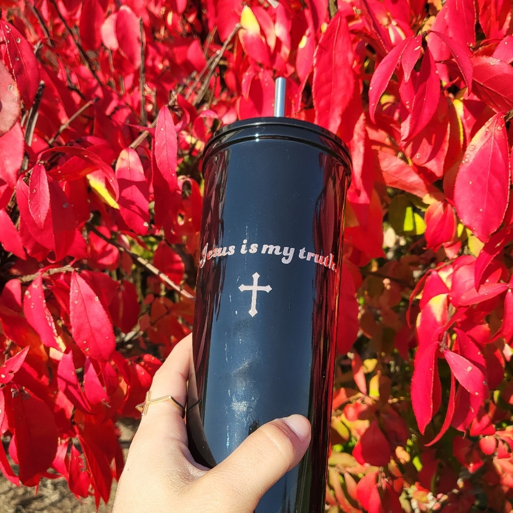 Jesus Is My Truth-Shiny Black Tumbler